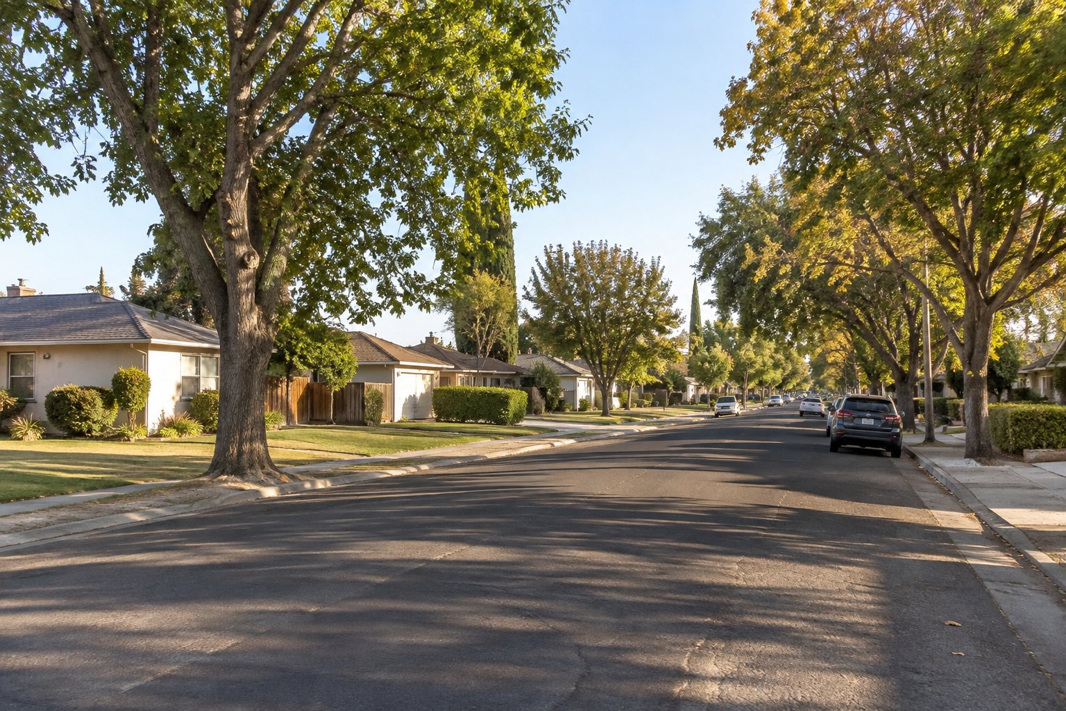 A Stockton, California residential street, illustrative