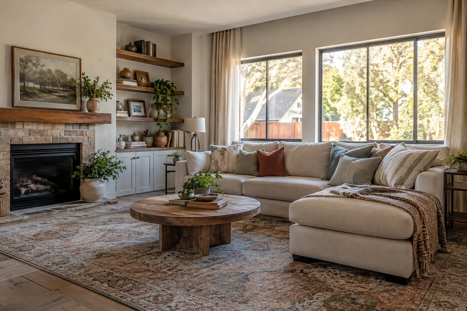 A cozy Central Valley living room, illustrative